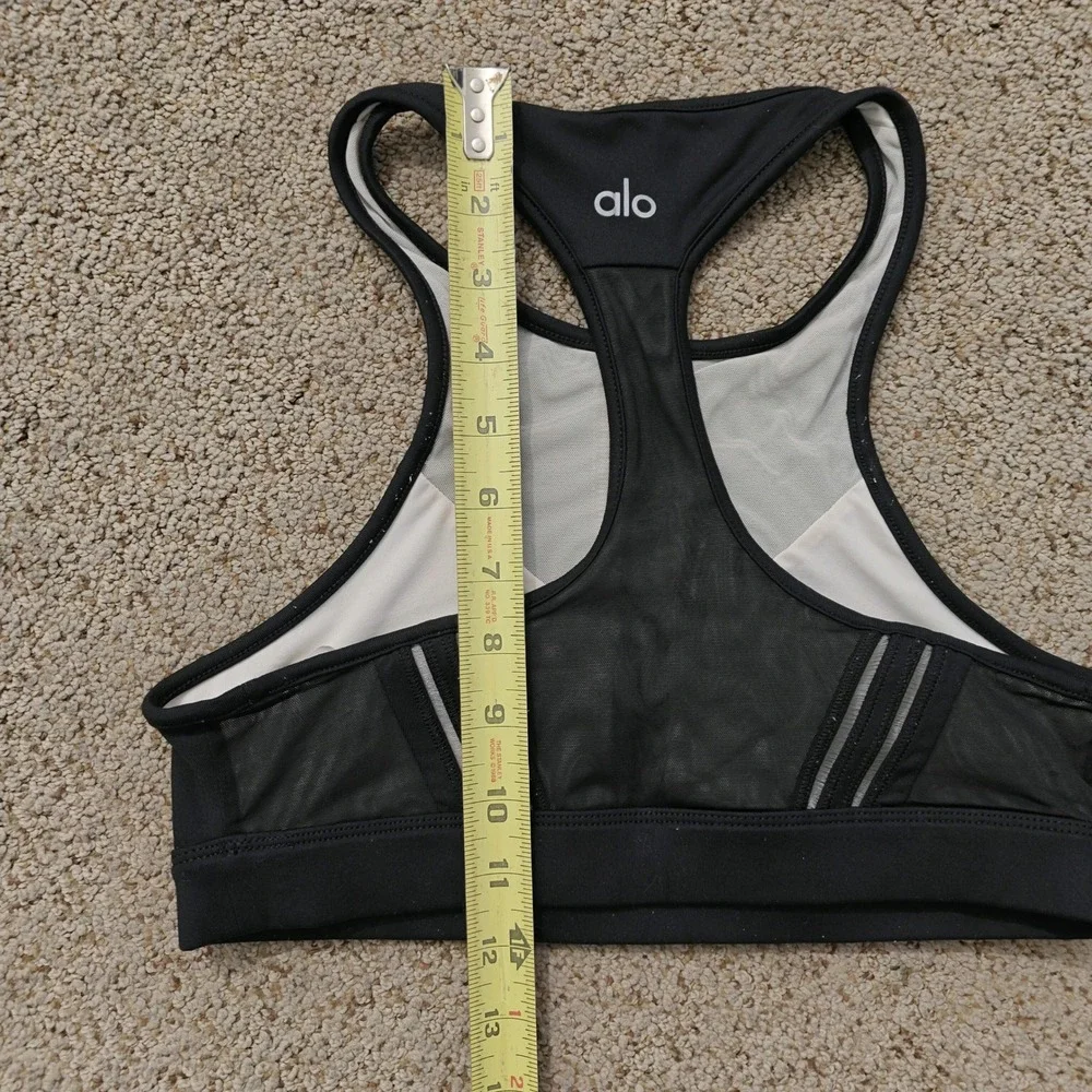 Alo Yoga Black High Neck‎ Mesh Racerback Sports Bra Small Activewear
